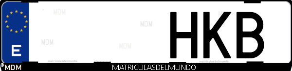 Imágen de matrícula de coche con letras HKB de España