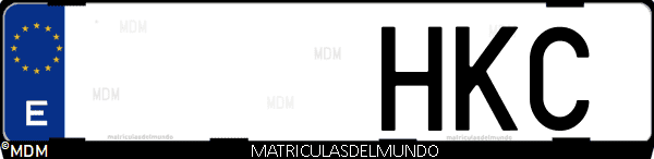 Imágen de matrícula de coche con letras HKC de España