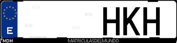 Imágen de matrícula de coche con letras HKH de España