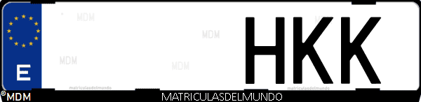 Imágen de matrícula de coche con letras HKK de España