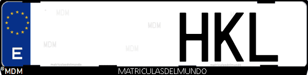 Imágen de matrícula de coche con letras HKL de España