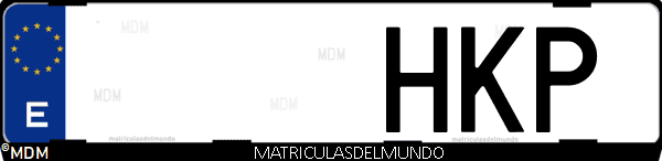 Imágen de matrícula de coche con letras HKP de España