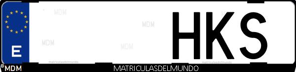 Imágen de matrícula de coche con letras HKS de España