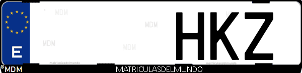 Imágen de matrícula de coche con letras HKZ de España