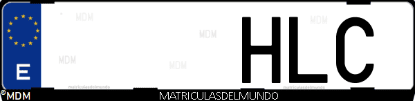 Imágen de matrícula de coche con letras HLC de España
