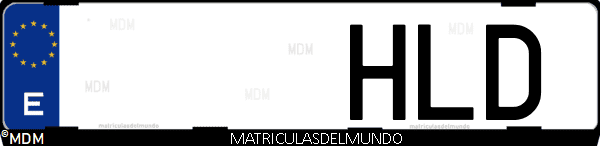 Imágen de matrícula de coche con letras HLD de España