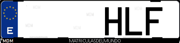 Imágen de matrícula de coche con letras HLF de España