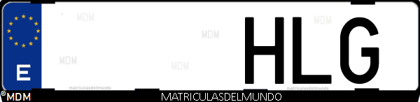 Imágen de matrícula de coche con letras HLG de España