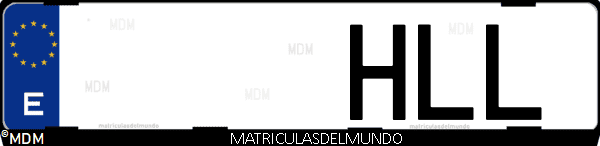Imágen de matrícula de coche con letras HLL de España