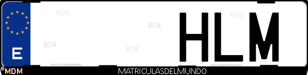 Imágen de matrícula de coche con letras HLM de España