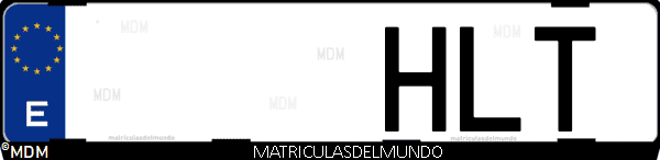 Imágen de matrícula de coche con letras HLT de España