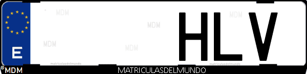 Imágen de matrícula de coche con letras HLV de España