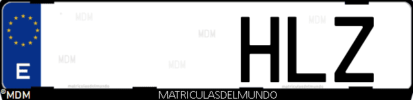 Imágen de matrícula de coche con letras HLZ de España