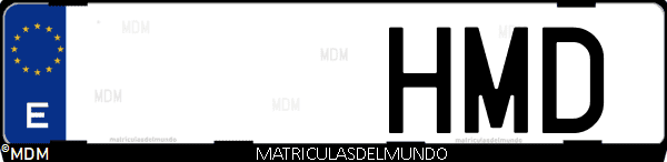 Imágen de matrícula de coche con letras HMD de España