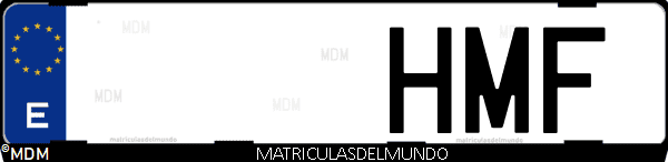 Imágen de matrícula de coche con letras HMF de España