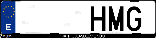 Imágen de matrícula de coche con letras HMG de España