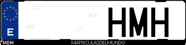 Imágen de matrícula de coche con letras HMH de España