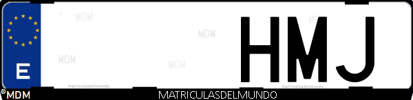Imágen de matrícula de coche con letras HMJ de España