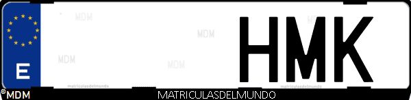 Imágen de matrícula de coche con letras HMK de España