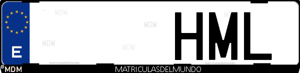 Imágen de matrícula de coche con letras HML de España
