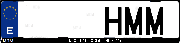 Imágen de matrícula de coche con letras HMM de España