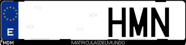 Imágen de matrícula de coche con letras HMN de España