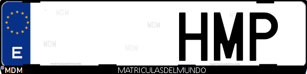 Imágen de matrícula de coche con letras HMP de España