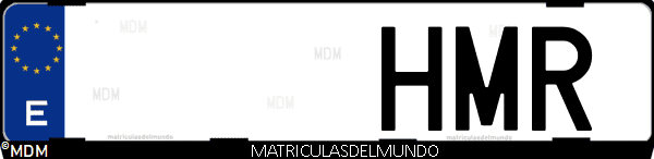 Imágen de matrícula de coche con letras HMR de España