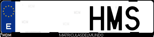 Imágen de matrícula de coche con letras HMS de España