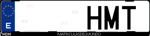Imágen de matrícula de coche con letras HMT de España