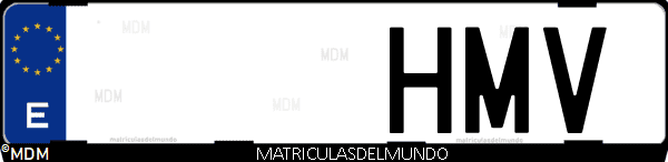 Imágen de matrícula de coche con letras HMV de España