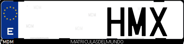 Imágen de matrícula de coche con letras HMX de España