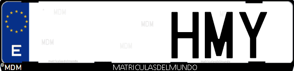 Imágen de matrícula de coche con letras HMY de España
