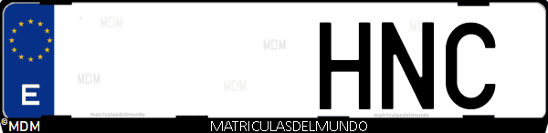 Imágen de matrícula de coche con letras HNC de España