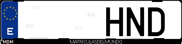 Imágen de matrícula de coche con letras HND de España