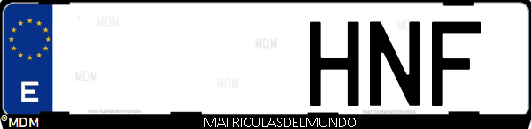 Imágen de matrícula de coche con letras HNF de España
