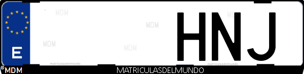 Imágen de matrícula de coche con letras HNJ de España