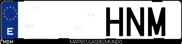 Imágen de matrícula de coche con letras HNM de España