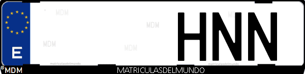 Imágen de matrícula de coche con letras HNN de España
