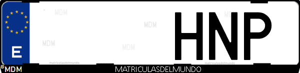 Imágen de matrícula de coche con letras HNP de España