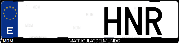Imágen de matrícula de coche con letras HNR de España