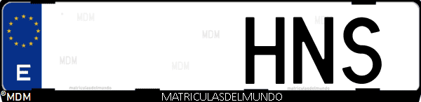 Imágen de matrícula de coche con letras HNS de España