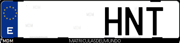 Imágen de matrícula de coche con letras HNT de España