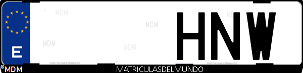 Imágen de matrícula de coche con letras HNW de España