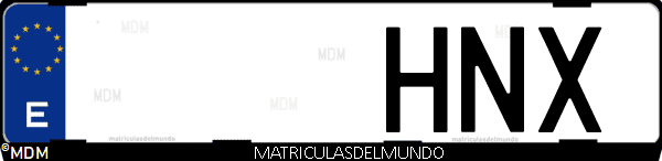 Imágen de matrícula de coche con letras HNX de España