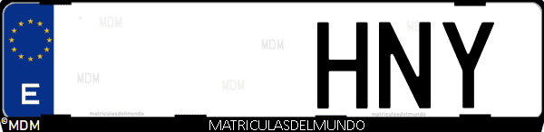 Imágen de matrícula de coche con letras HNY de España