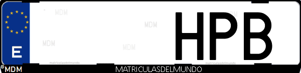 Imágen de matrícula de coche con letras HPB de España