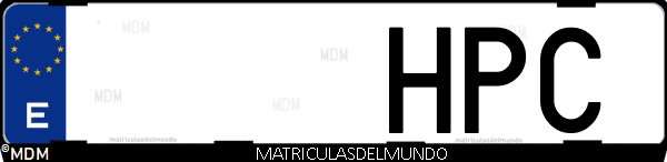 Imágen de matrícula de coche con letras HPC de España
