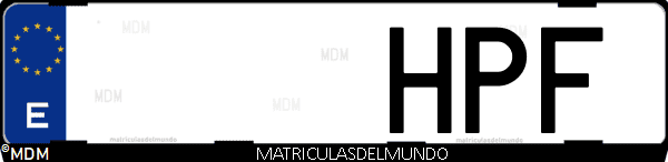 Imágen de matrícula de coche con letras HPF de España
