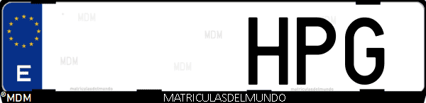 Imágen de matrícula de coche con letras HPG de España